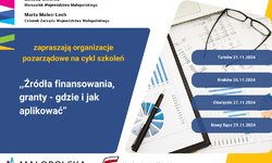 Źródła finansowania, granty – gdzie i jak aplikować – szkolenia dla małopolskich organizacji pozarządowych